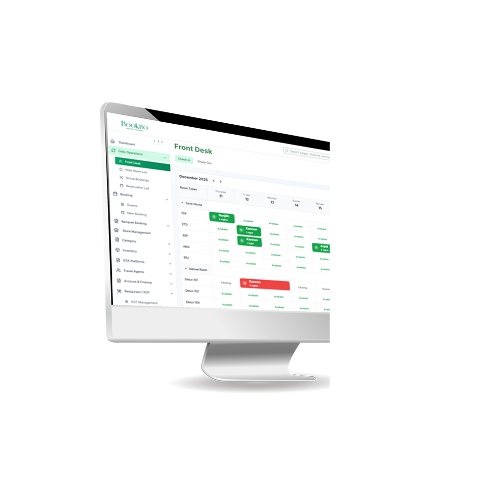Bookito software interface on monitor